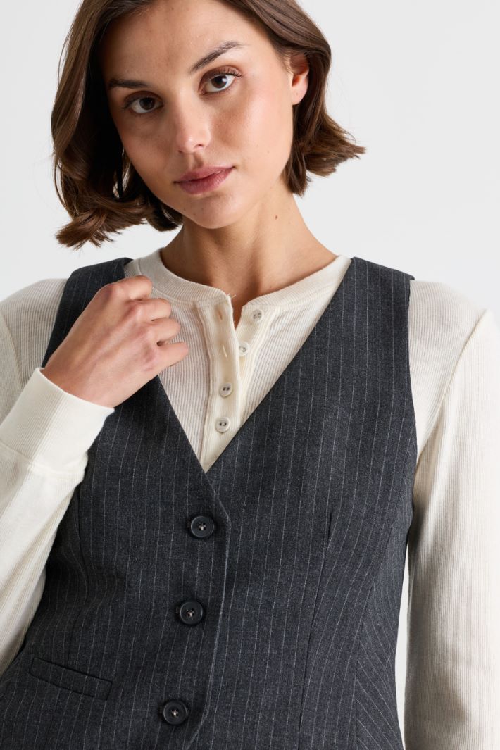 Gilet corto gessato - GRIGIO - Intrend - 3