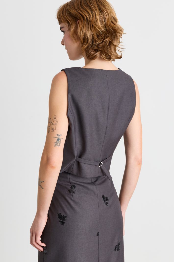 Plunging V-neck waistcoat - GREY - Intrend - 4