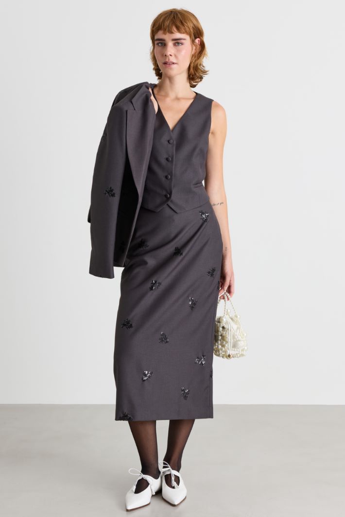Plunging V-neck waistcoat - GREY - Intrend