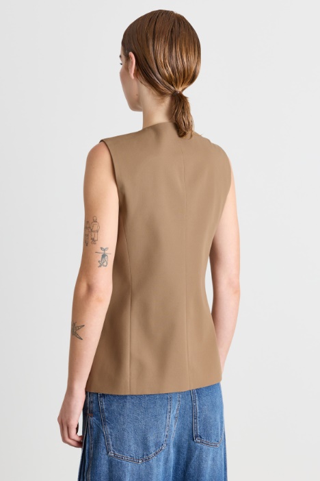 Gilet semiaderente in twill di cotone