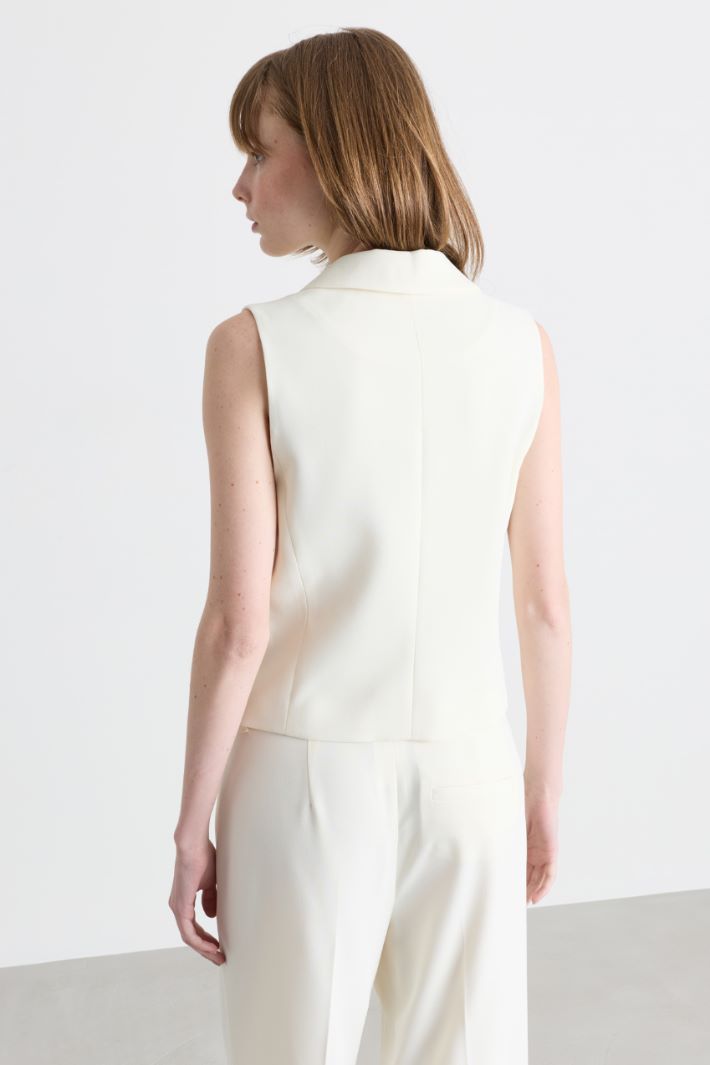 Matte Satin Waistcoat - WHITE - Intrend - 4