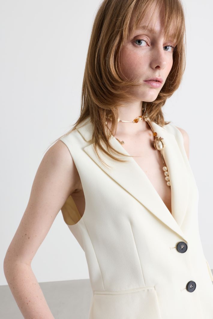 Matte Satin Waistcoat - WHITE - Intrend - 3