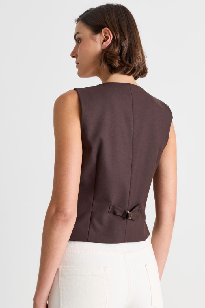 Gilet in twill stretch - MARRONE - Intrend - 4