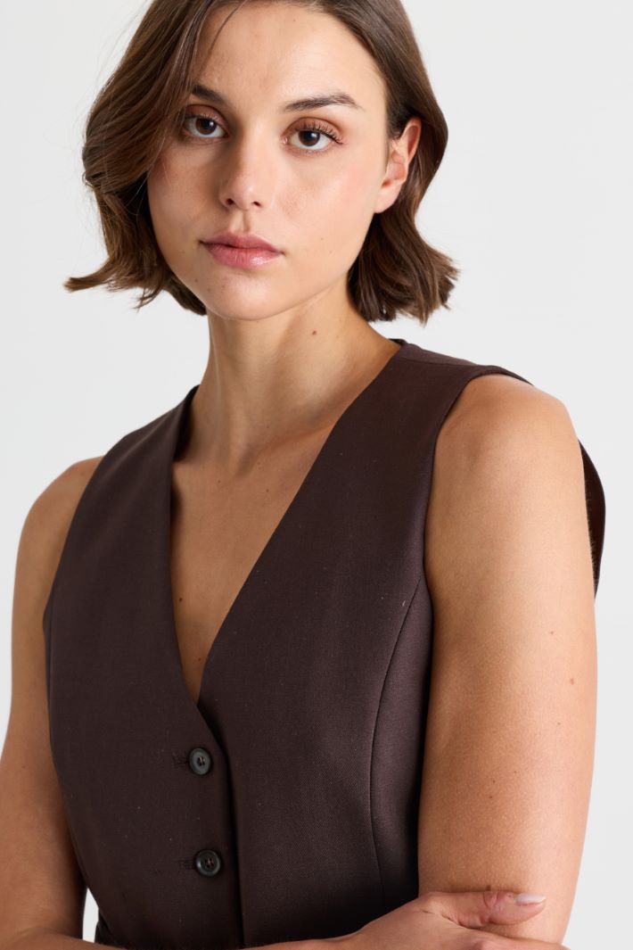 Gilet in twill stretch - MARRONE - Intrend - 3