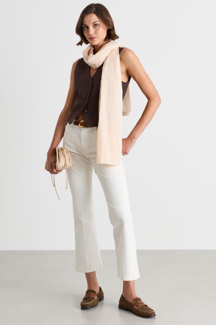 Gilet in twill stretch - MARRONE - Intrend