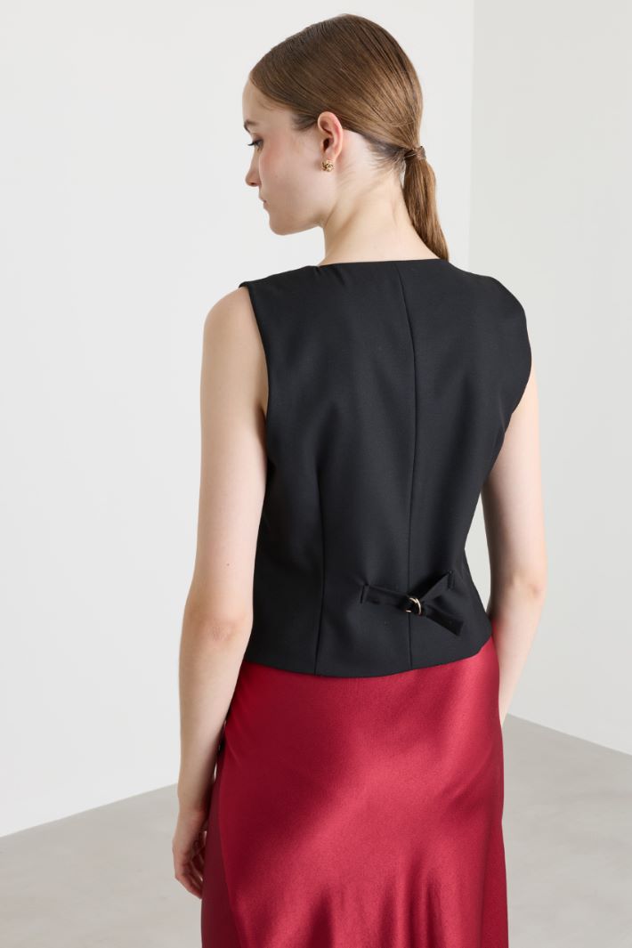 Gilet in twill stretch - NERO - Intrend - 4