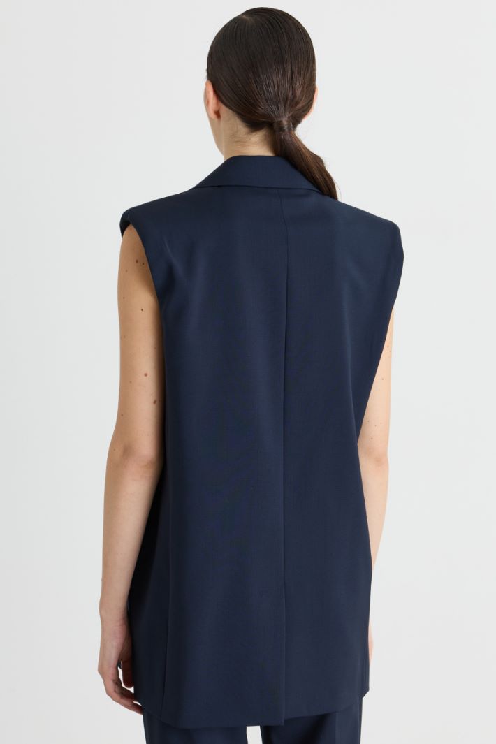 Gilet in tela - BLU - Intrend - 4