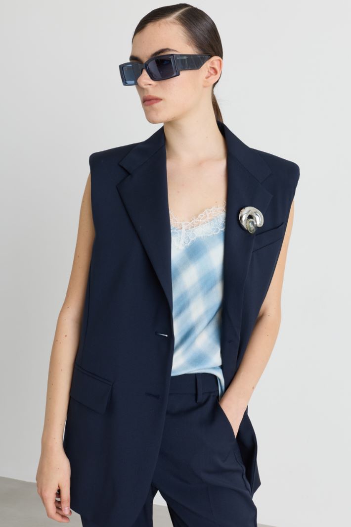 Gilet in tela - BLU - Intrend - 2