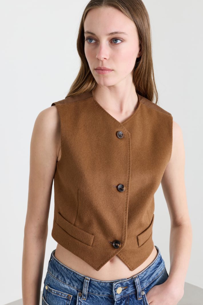 Lightweight Drap Waistcoat - CAMEL - Intrend - 3