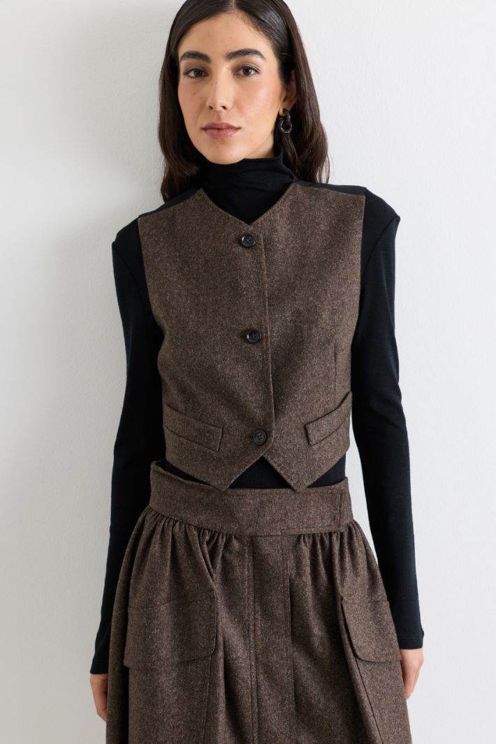 Felt waistcoat - BROWN - Intrend - 2