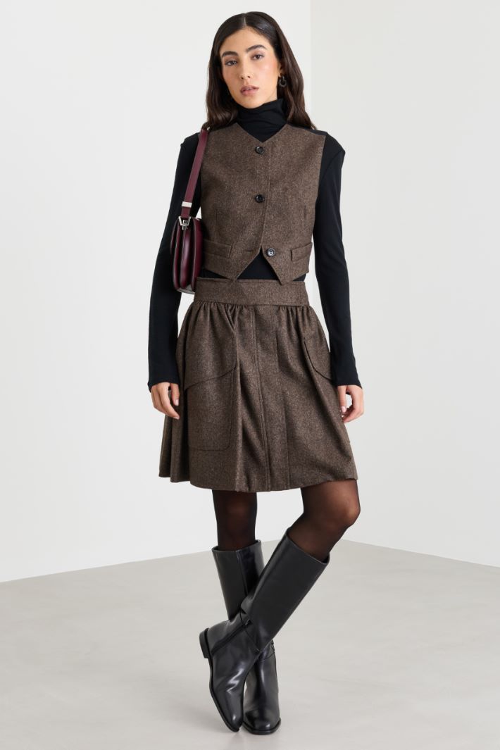 Felt waistcoat - BROWN - Intrend