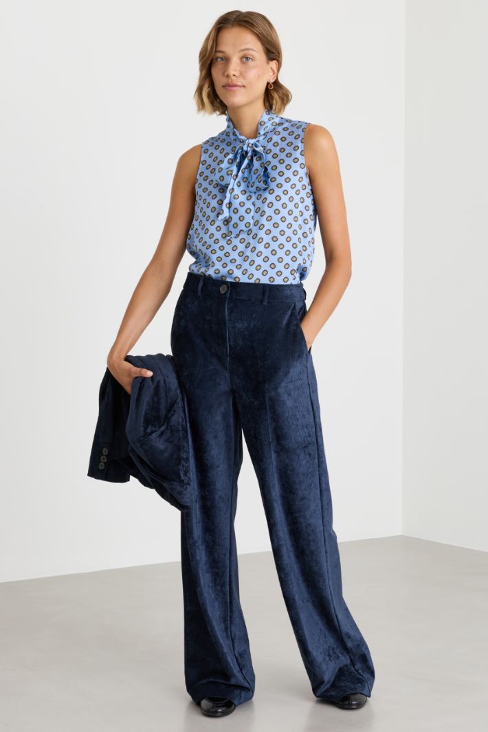 Top in raso stampato - AZZURRO - Intrend