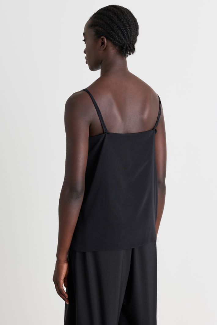 Stretch crepe de chine top - BLACK - Intrend - 4
