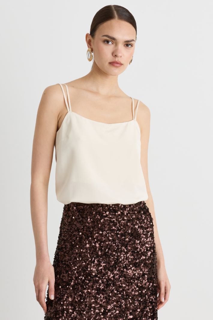 Top in crepe de chine stretch - BEIGE - Intrend - 2