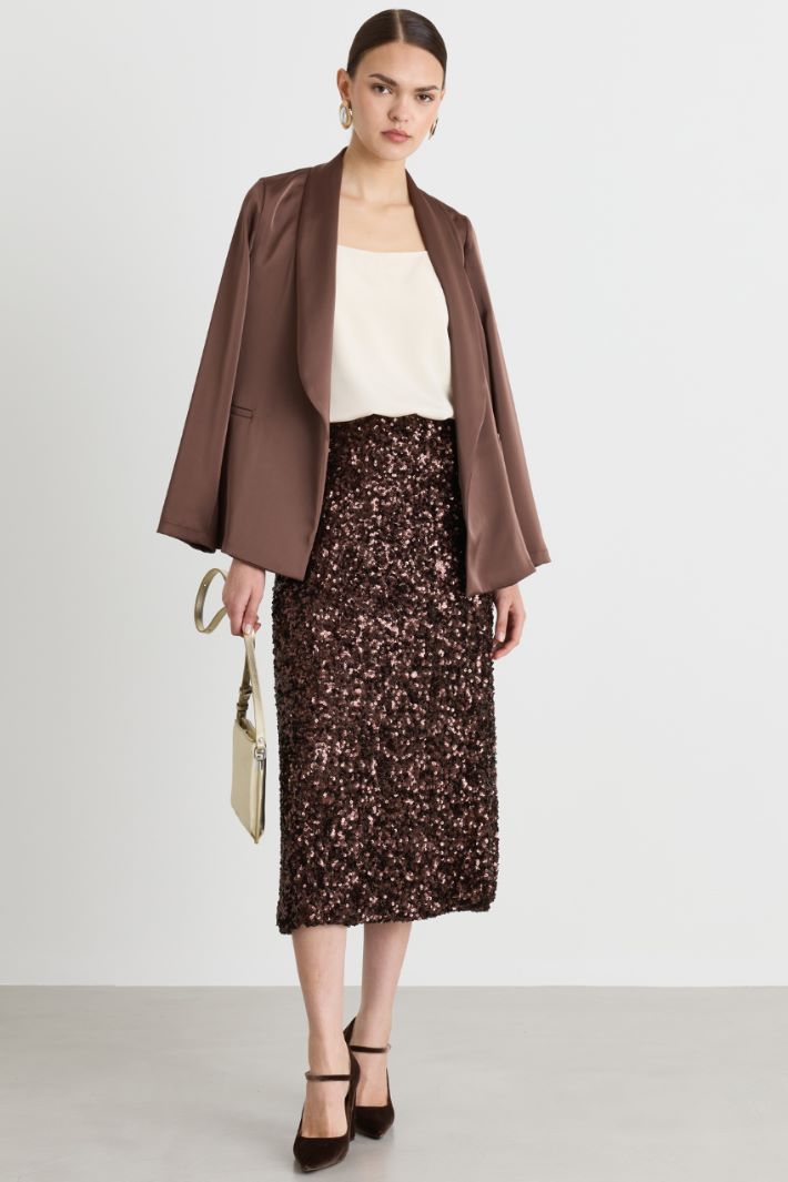 Top in crepe de chine stretch - BEIGE - Intrend