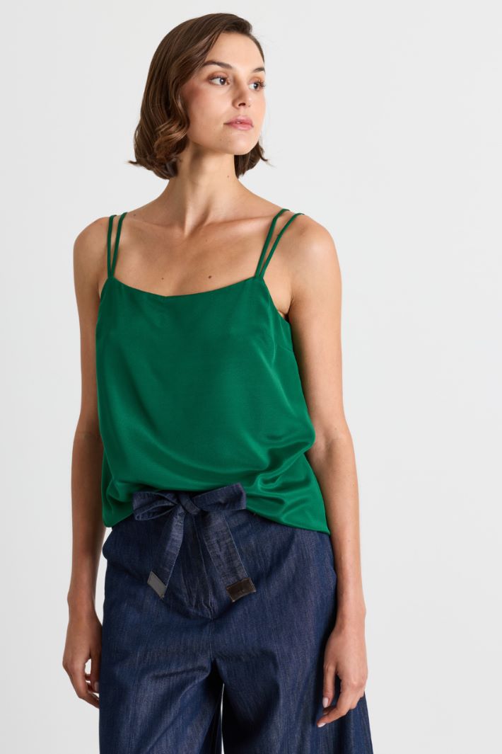 Top in crepe de chine stretch - VERDE - Intrend - 2
