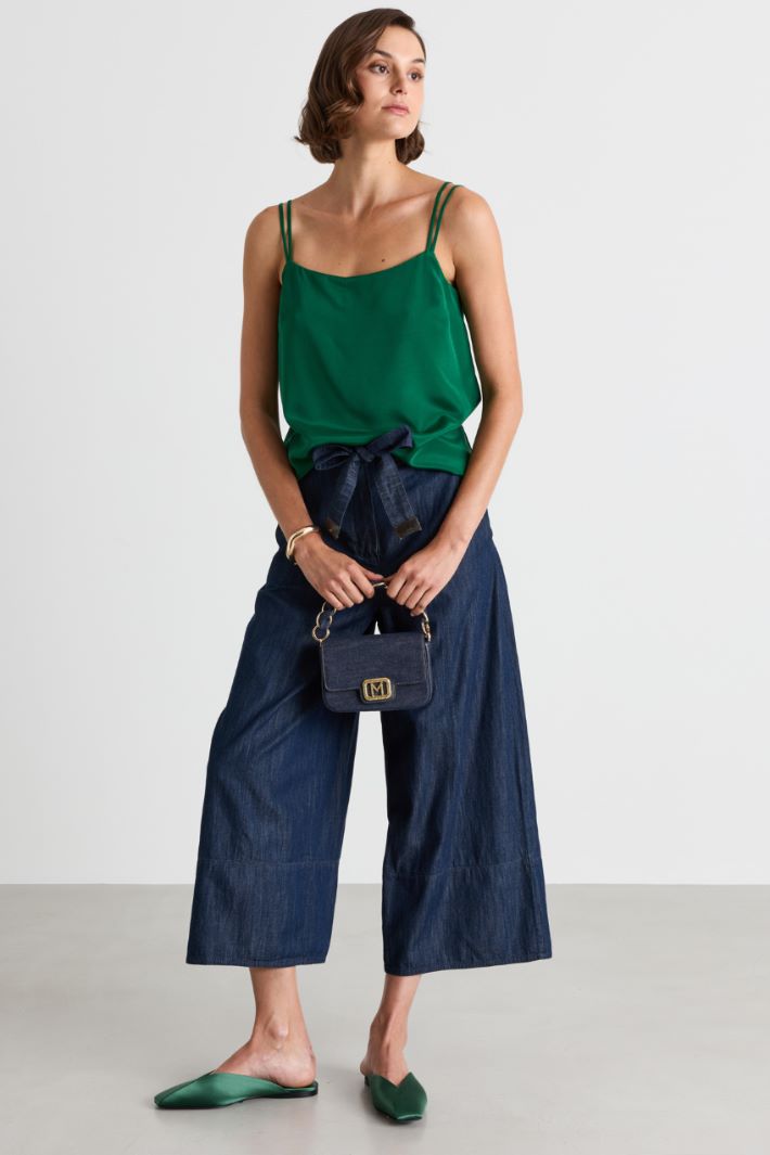 Top in crepe de chine stretch - VERDE - Intrend