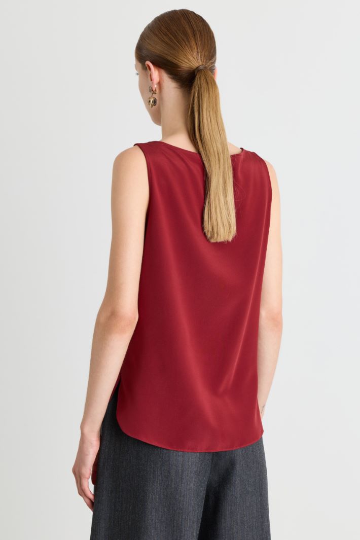 Top in crepe de chine - ROSSO - Intrend - 4