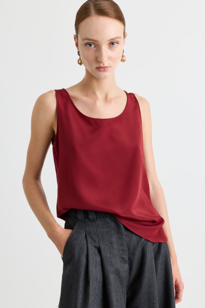 Top in crepe de chine - ROSSO - Intrend - 2