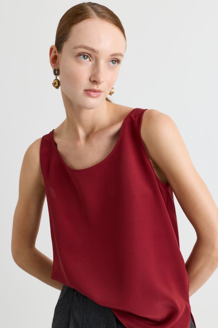 Top in crepe de chine - ROSSO - Intrend - 3