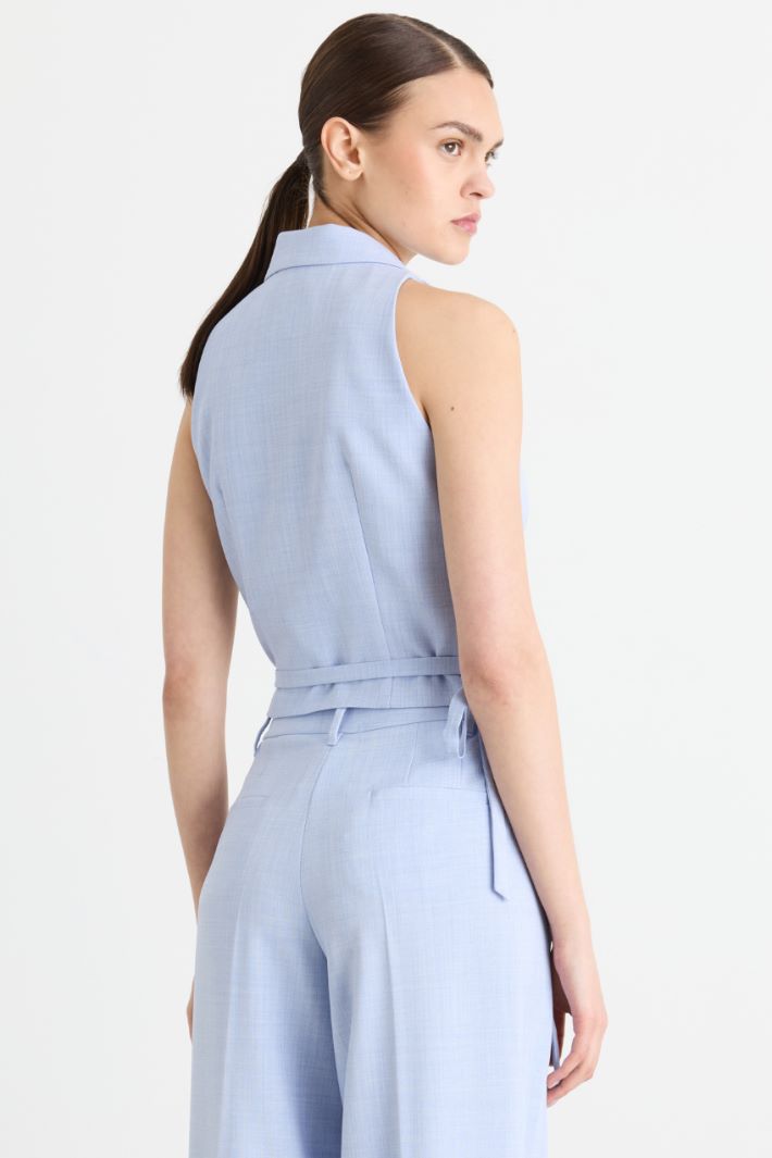 Cropped wrap waistcoat - LIGHT BLUE - Intrend - 4