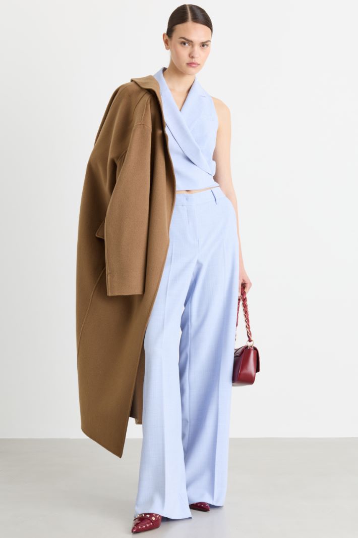 Cropped wrap waistcoat - LIGHT BLUE - Intrend
