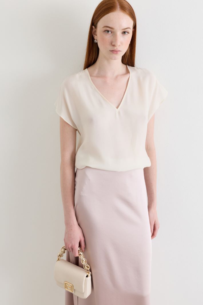Blusa in tessuto fluido - AVORIO - Intrend - 2