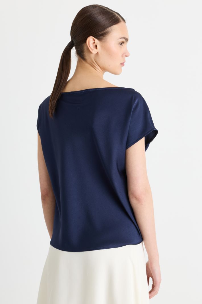 Top asimmetrico con drappeggio - BLU - Intrend - 4