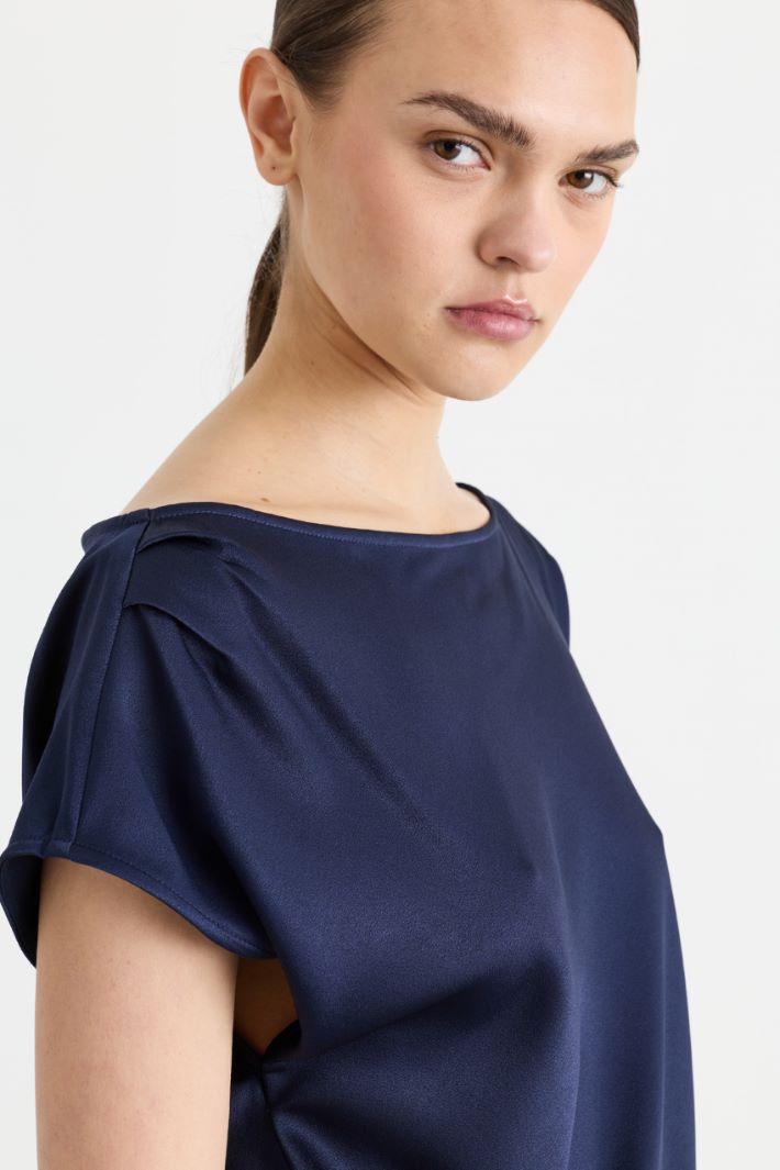 Top asimmetrico con drappeggio - BLU - Intrend - 3