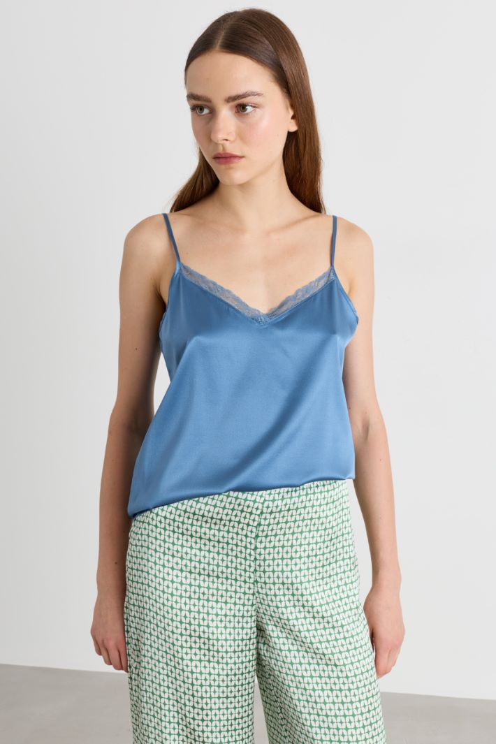 Top a V in raso - AZZURRO - Intrend - 2