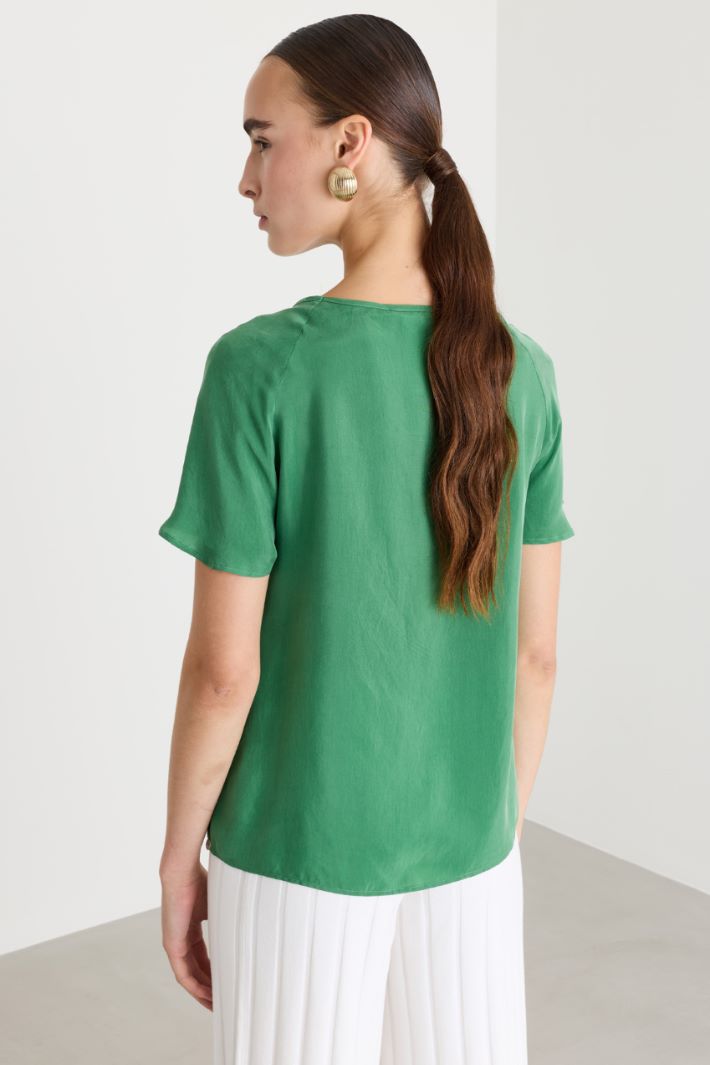 Blusa in tela con cut-out - VERDE - Intrend - 4