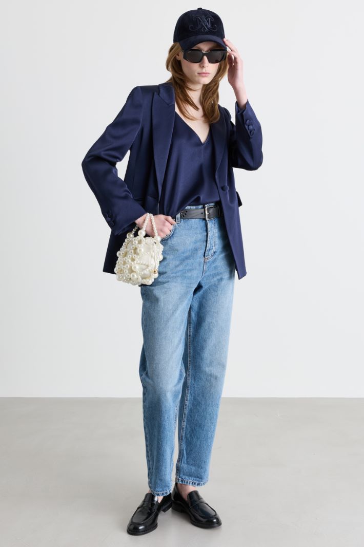 Top con scollo a V - BLU - Intrend