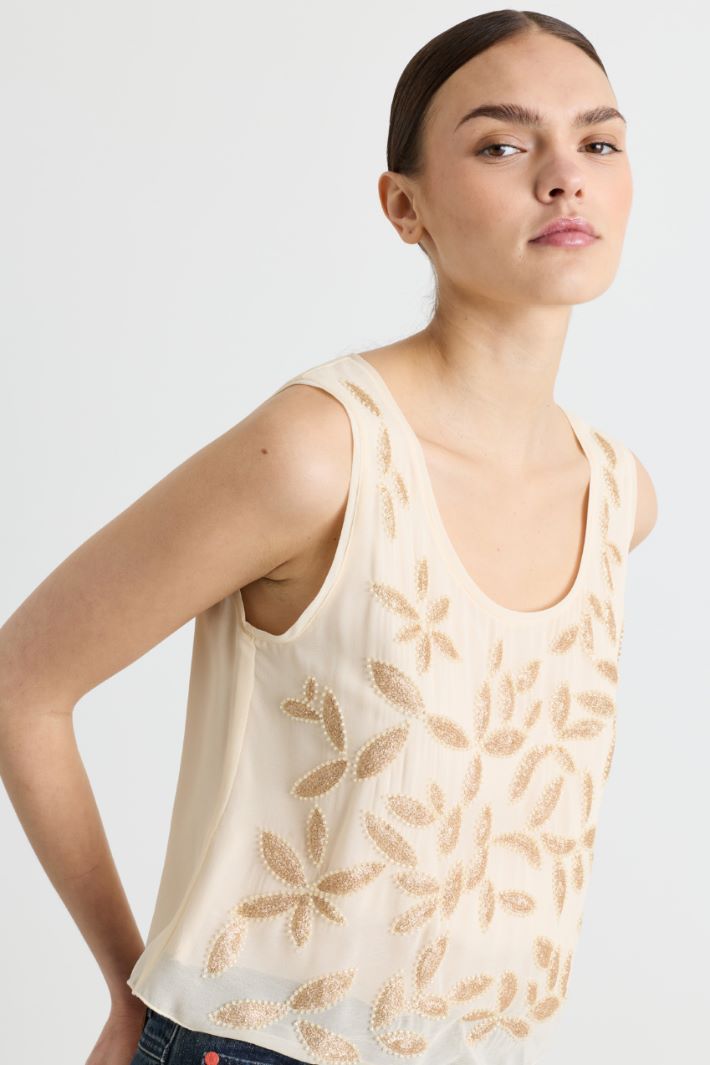 Top in georgette - BIANCO ORO - Intrend - 3