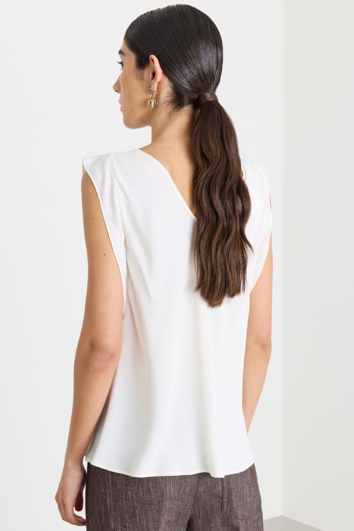 Top in crepe de chine - BIANCO - Intrend - 4