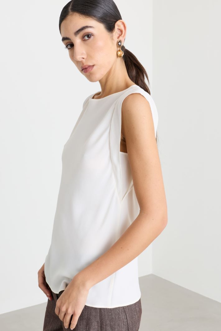 Top in crepe de chine - BIANCO - Intrend - 3