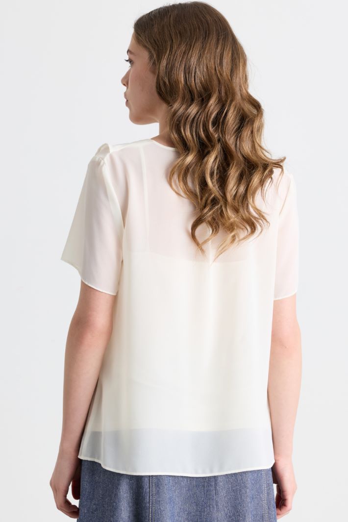 Top in georgette con volant - BIANCO - Intrend - 4