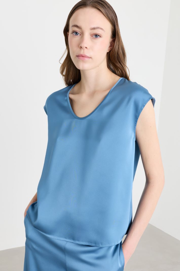 Satin top - LIGHT BLUE - Intrend - 3
