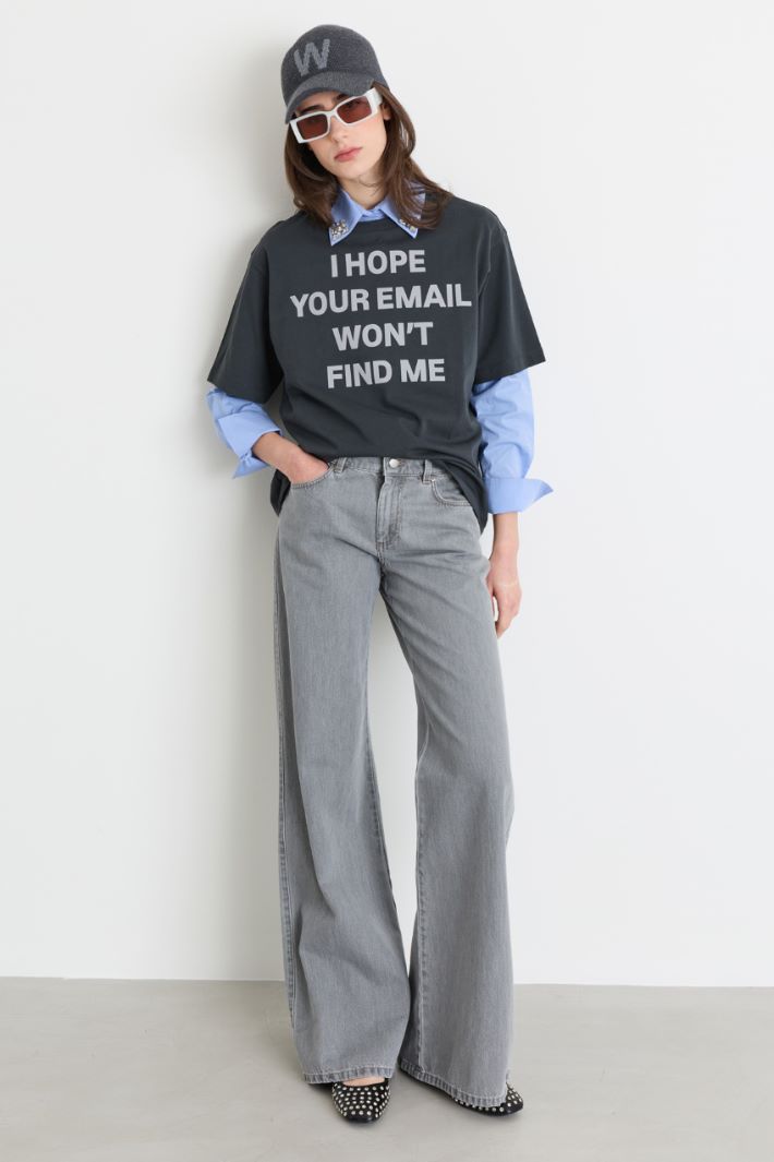 Jeans wide leg - GRIGIO - Intrend