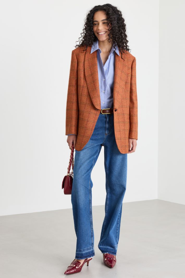Straight jeans with a raw hem - BLUE - Intrend