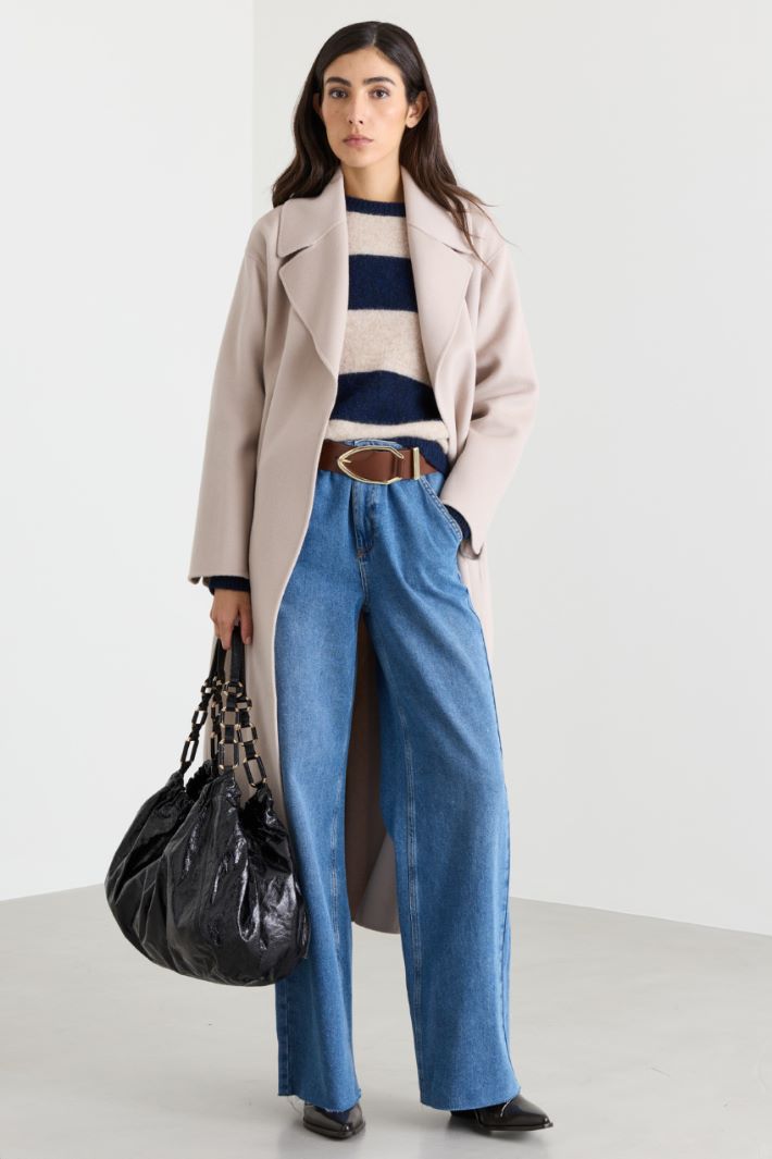 Wide-leg jeans with turn-ups - LIGHT BLUE - Intrend
