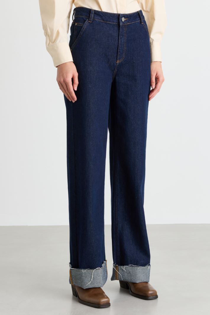 Wide-leg jeans with turn-ups - BLUE - Intrend - 2