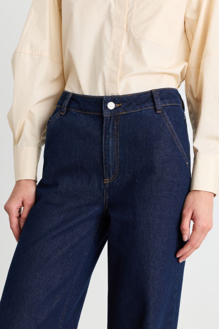 Wide-leg jeans with turn-ups - BLUE - Intrend - 3