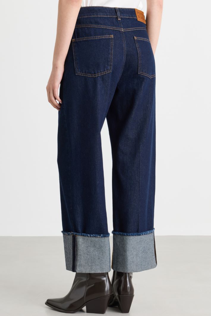 Cropped turn-up jeans - BLUE - Intrend - 4