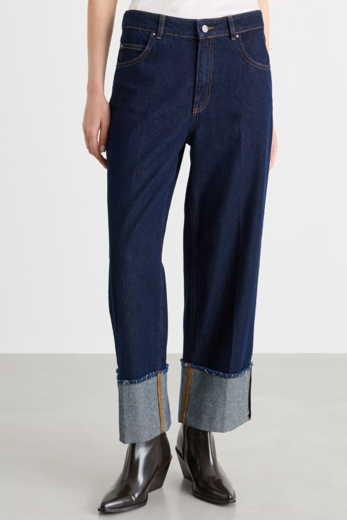 Cropped turn-up jeans - BLUE - Intrend - 2