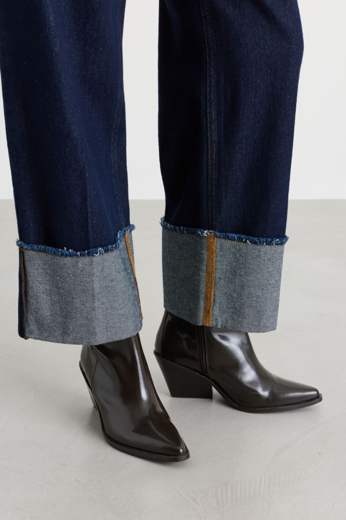Cropped turn-up jeans - BLUE - Intrend - 3