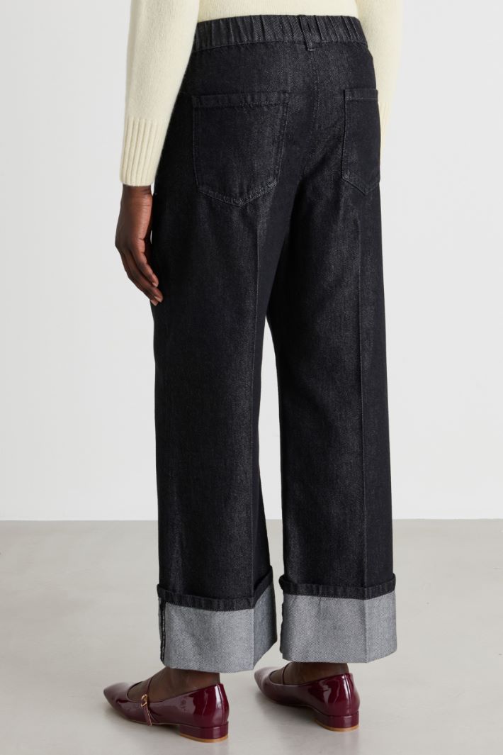 Jeans dritto con risvolto alto - NERO - Intrend - 4