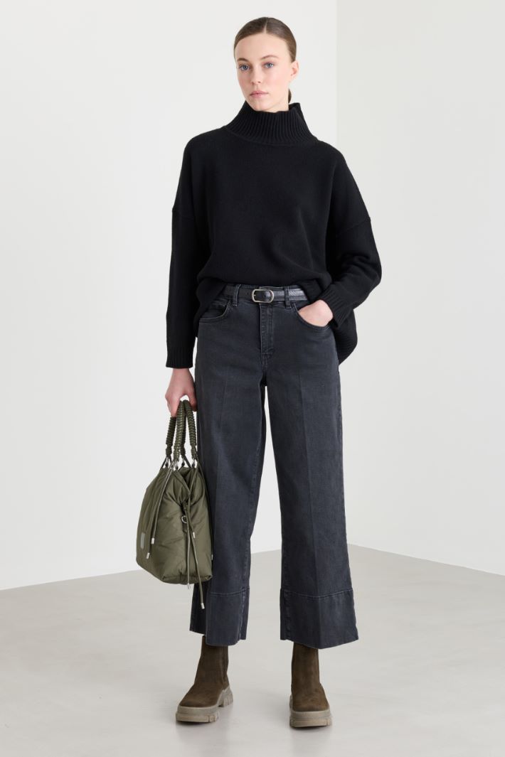 Jeans con risvolto - NERO - Intrend