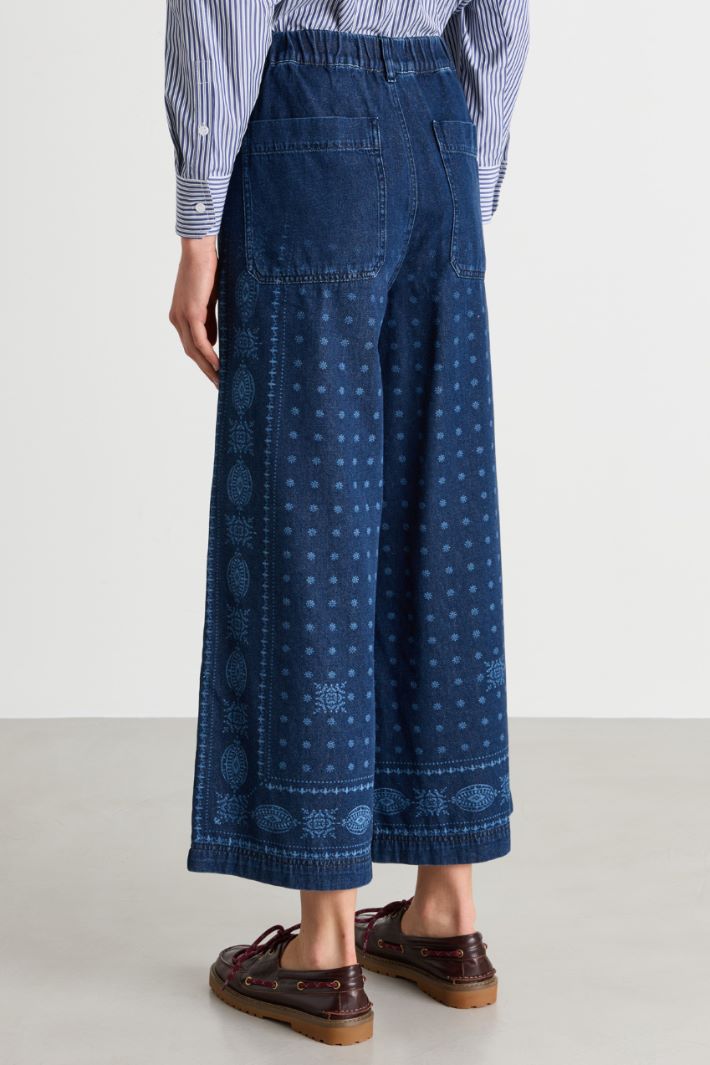 Wide-leg lasered jeans - BLUE - Intrend - 4