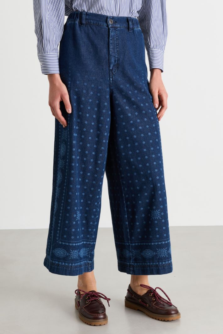 Wide-leg lasered jeans - BLUE - Intrend - 2