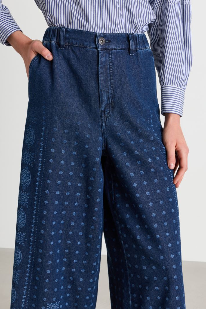 Wide-leg lasered jeans - BLUE - Intrend - 3